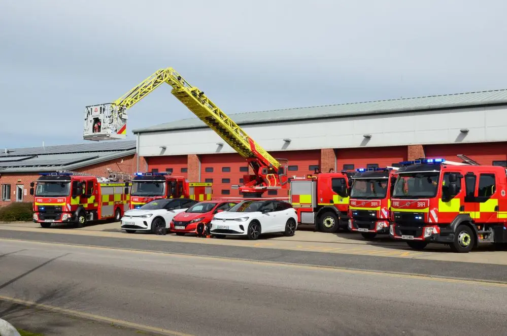 The new vehicles outside the fire station