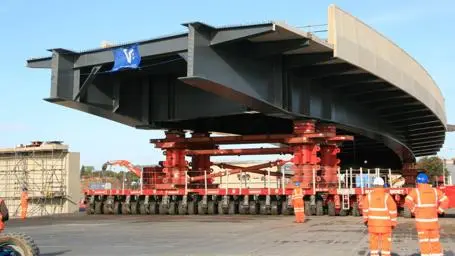 A section of bridge on a work site